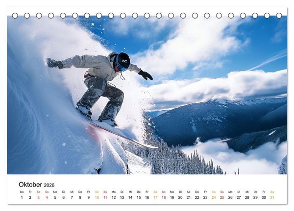 Produktbild: Kufen, Ski & Snowboard (Tischkalender 2026 DIN A5 quer), CALVENDO Monatskalender