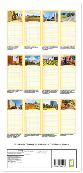 Produktbild: Familienplaner 2026 - Pennsylvania. Die Wiege der USA zwischen Tradition und Moderne mit 5 Spalten (Wandkalender, 21 x 45 cm) CALVENDO
