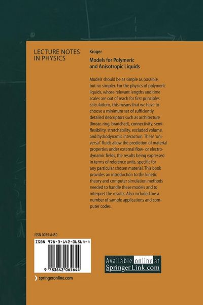 Produktbild: Models for Polymeric and Anisotropic Liquids
