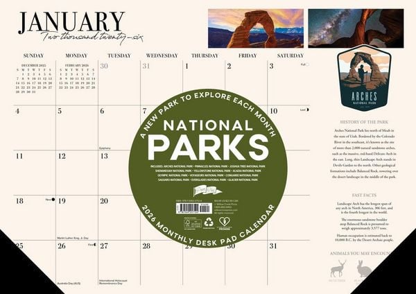 Produktbild: National Parks 2026 17 X 12 Small Monthly Deskpad