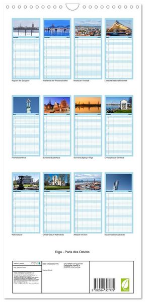Produktbild: Familienplaner 2027 - Riga - Paris des Ostens mit 5 Spalten (Wandkalender, 21 x 45 cm) CALVENDO