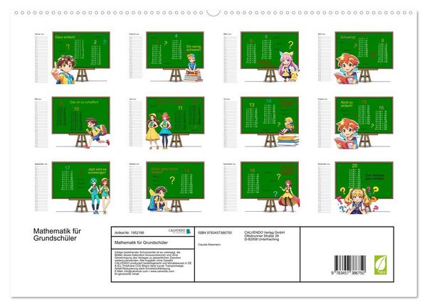 Produktbild: Mathematik f&uuml;r Grundsch&uuml;ler (hochwertiger Premium Wandkalender 2026 DIN A2 quer), Kunstdruck in Hochglanz