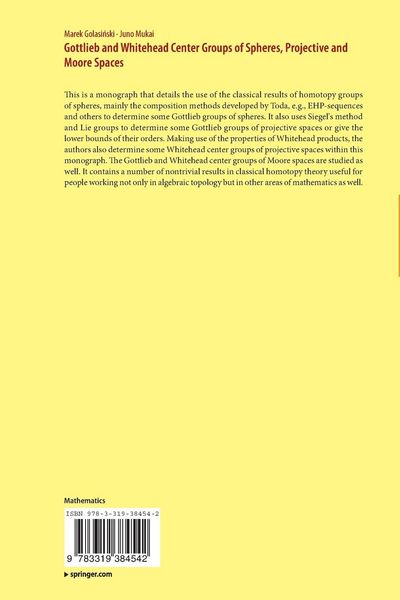 Produktbild: Gottlieb and Whitehead Center Groups of Spheres, Projective and Moore Spaces