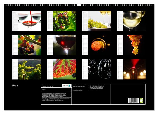 Produktbild: Wein (Wandkalender 2026 DIN A2 quer), CALVENDO Monatskalender