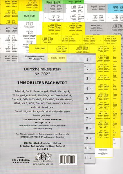 Dürckheimregister Immobilienfachwirt, Pappband von Constantin Dürckheim,Miehling Sandy, Dürckheim Verlag, 978-3-86453-202-3