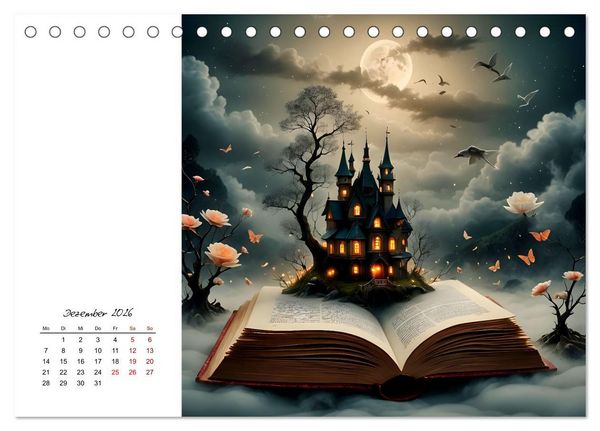 Produktbild: Fantastische surreale B&uuml;cherwelten (Tischkalender 2026 DIN A5 quer), CALVENDO Monatskalender