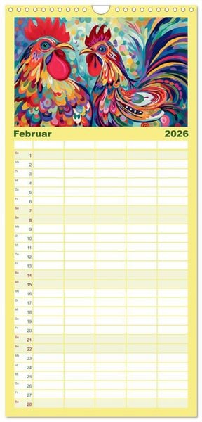 Produktbild: Familienplaner 2026 - Flieg und trag die Farben ins Licht mit 5 Spalten (Wandkalender, 21 x 45 cm) CALVENDO