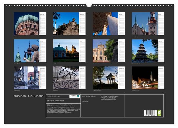 Produktbild: M&uuml;nchen - Die Sch&ouml;ne (Wandkalender 2026 DIN A2 quer), CALVENDO Monatskalender