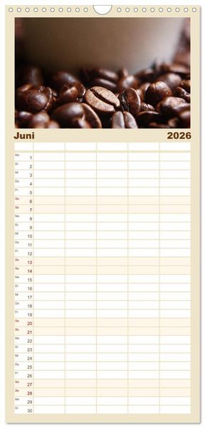 Produktbild: Familienplaner 2026 - Der Kaffee ist fertig mit 5 Spalten (Wandkalender, 21 x 45 cm) CALVENDO
