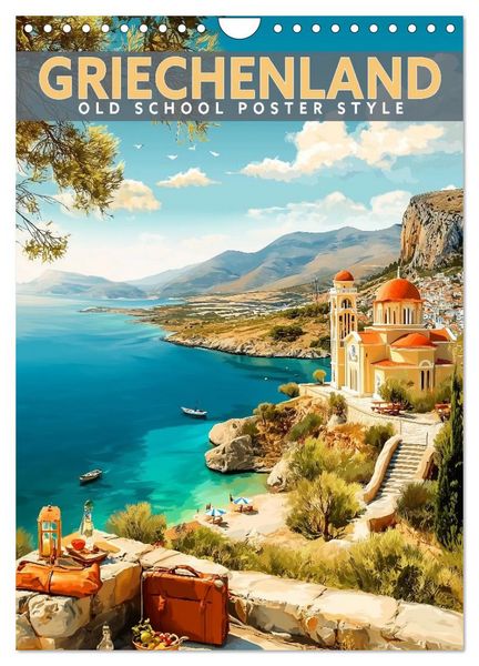 Produktbild: Griechenland - Old School Poster Style (Wandkalender 2027 DIN A4 hoch), CALVENDO Monatskalender