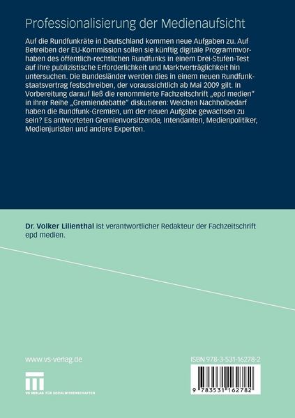Produktbild: Professionalisierung der Medienaufsicht