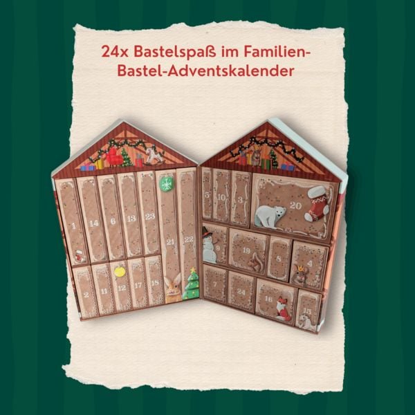 Produktbild: Bastel-Adventskalender f&uuml;r die ganze Familie - Dein kreativer DIY-Adventskalender mit 24 T&uuml;rchen voller Bastel- und Besch&auml;ftigungsideen