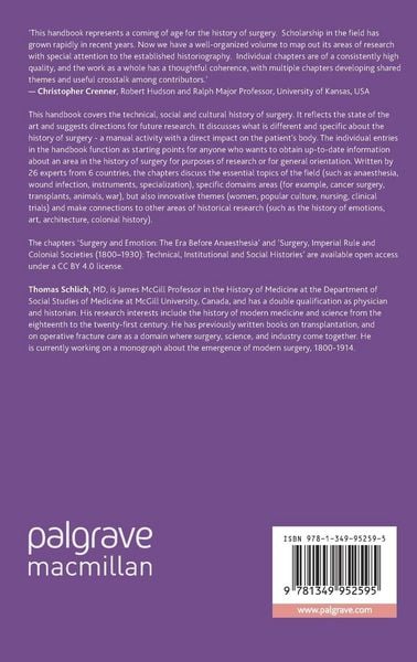 Produktbild: The Palgrave Handbook of the History of Surgery