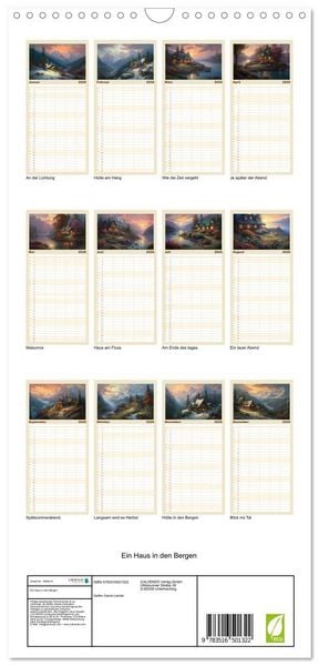 Produktbild: Familienplaner 2026 - Ein Haus in den Bergen mit 5 Spalten (Wandkalender, 21 x 45 cm) CALVENDO