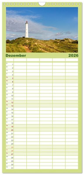 Produktbild: Familienplaner 2026 - J&uuml;tland. Zwischen Ringk&oslash;bing und Ribe mit 5 Spalten (Wandkalender, 21 x 45 cm) CALVENDO