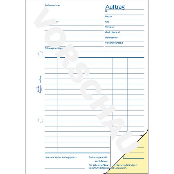 Produktbild: AVERY Zweckform Auftrag selbstdurchschreibend DIN A5 2x40 Blatt