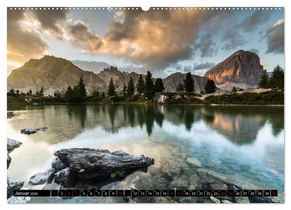 Produktbild: Bergseen in den Dolomiten (hochwertiger Premium Wandkalender 2026 DIN A2 quer), Kunstdruck in Hochglanz