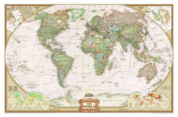Produktbild: National Geographic Weltkarte auf Kork-Pinnwand in Englisch, 90x60cm