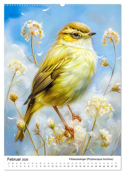 Produktbild: Heimische V&ouml;gel - Singv&ouml;gel zwischen Bl&uuml;ten und Beeren (Wandkalender 2026 DIN A2 hoch), CALVENDO Monatskalender
