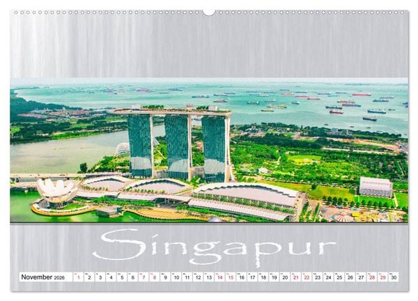Produktbild: Singapur - Panoramablick (hochwertiger Premium Wandkalender 2026 DIN A2 quer), Kunstdruck in Hochglanz