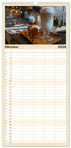 Produktbild: Familienplaner 2026 - Kaffeesatz - Kunst und Tradition mit 5 Spalten (Wandkalender, 21 x 45 cm) CALVENDO