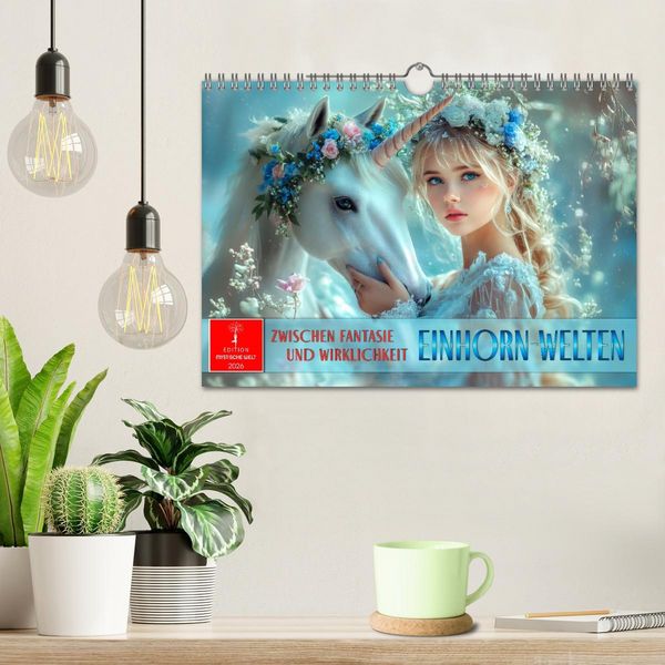 Produktbild: Einhorn-Welten - zwischen Fantasie und Wirklichkeit (Wandkalender 2026 DIN A4 quer), CALVENDO Monatskalender