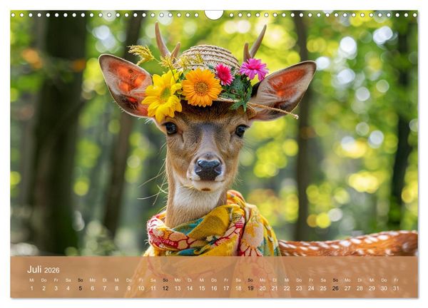 Produktbild: Waldtiere mit Stil. Tierische Trendsetter in der Natur (Wandkalender 2026 DIN A3 quer), CALVENDO Monatskalender