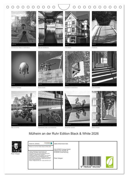 Produktbild: M&uuml;lheim an der Ruhr Edition Black & White 2026 (Wandkalender 2026 DIN A4 hoch), CALVENDO Monatskalender