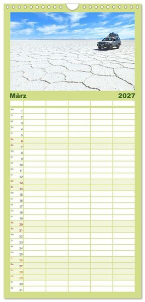 Produktbild: Familienplaner 2027 - Bolivien - Die geheime Perle S&uuml;damerikas mit 5 Spalten (Wandkalender, 21 x 45 cm) CALVENDO