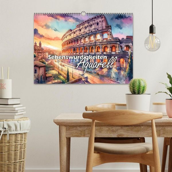 Produktbild: Sehensw&uuml;rdigkeiten in Aquarell (Wandkalender 2026 DIN A3 quer), CALVENDO Monatskalender