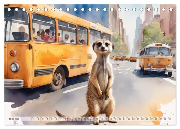 Produktbild: Suricates &agrave; New York (Calendrier de bureau 2026 DIN A5 vertical), CALVENDO calendrier mensuel