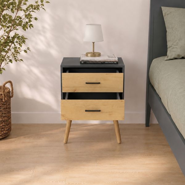 Produktbild: Nachttisch mit 2 Schublade 45x30x56 cm Singol XXL