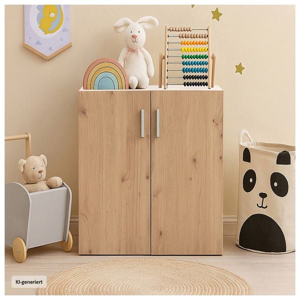 Produktbild: HTI-Living Kommode mit 2 Regalf&auml;chern Nina Wei&szlig;-Artisaneiche