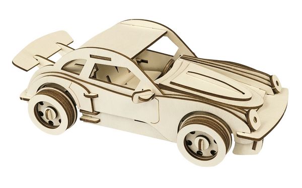 Produktbild: PEBARO 865/4L - Holzbausatz Deutscher Sportwagen Lasercut, 67 Teile, Holzkonstruktion zum Zusammenstecken