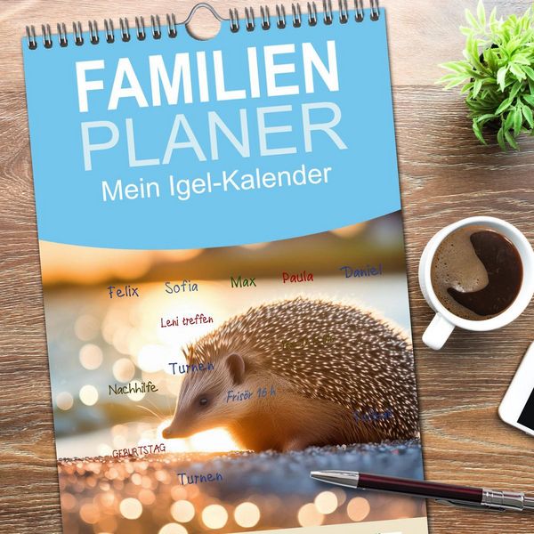 Produktbild: Familienplaner 2026 - Mein Igel-Kalender mit 5 Spalten (Wandkalender, 21 x 45 cm) CALVENDO