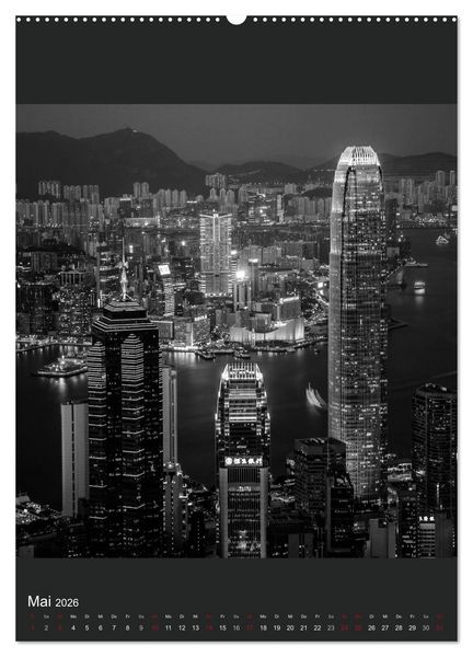 Produktbild: Hongkong schwarzwei&szlig; (hochwertiger Premium Wandkalender 2026 DIN A2 hoch), Kunstdruck in Hochglanz