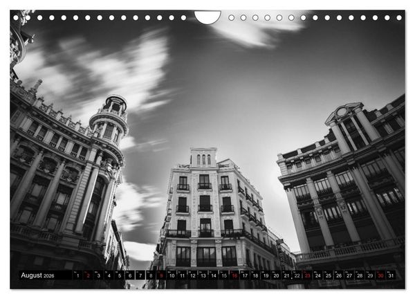 Produktbild: Madrid - Schwarz-Wei&szlig; Impressionen (Wandkalender 2026 DIN A4 quer), CALVENDO Monatskalender