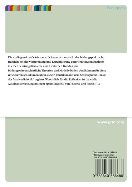 Produktbild: Konzeption, Planung und Durchf&uuml;hrung einer Trainingsma&szlig;nahme