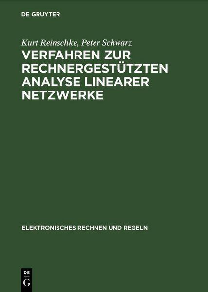 Produktbild: Verfahren zur rechnergest&uuml;tzten Analyse linearer Netzwerke