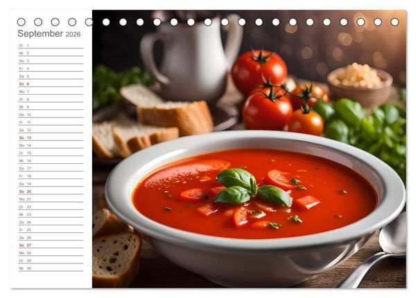 Produktbild: Dein Suppenjahr - Kulinarischer Suppengenuss der Saison (Tischkalender 2026 DIN A5 quer), CALVENDO Monatskalender