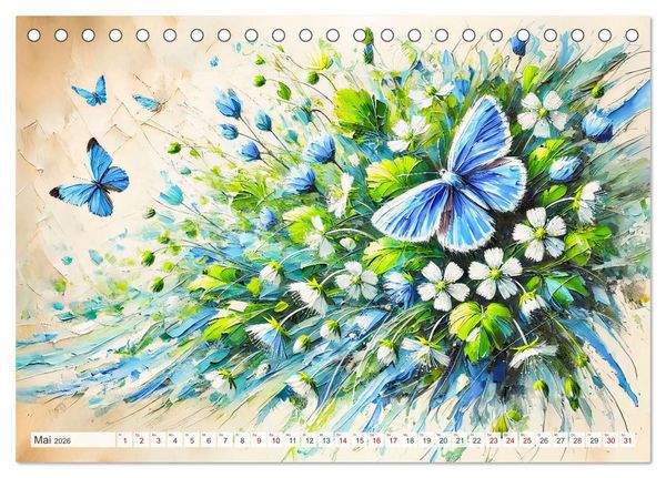 Produktbild: Schmetterlinge und ihre Blumenfreunde in lebhaften Farben (Tischkalender 2026 DIN A5 quer), CALVENDO Monatskalender