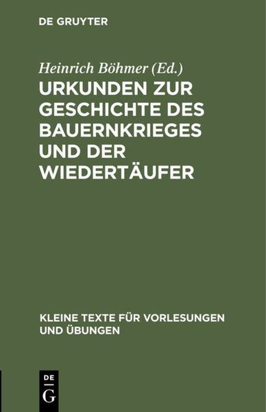 Produktbild: Urkunden zur Geschichte des Bauernkrieges und der Wiedert&auml;ufer