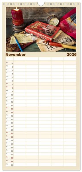 Produktbild: Familienplaner 2026 - K&uuml;chengeplauder - Nostalgische Momente mit 5 Spalten (Wandkalender, 21 x 45 cm) CALVENDO