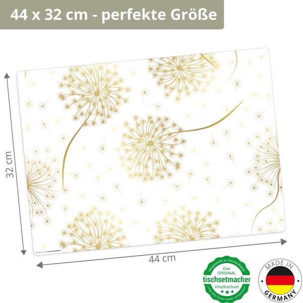 Produktbild: Tischsetmacher Tischsets Goldene Pusteblume, aus hochwertigem Vinyl (4 St&uuml;ck), 44 x 32 cm