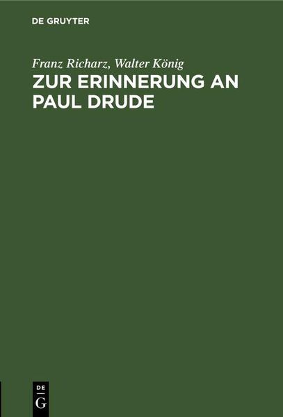Produktbild: Zur Erinnerung an Paul Drude
