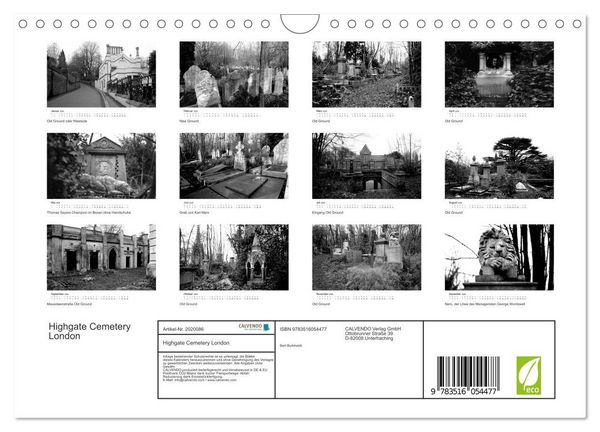 Produktbild: Highgate Cemetery London (Wandkalender 2026 DIN A4 quer), CALVENDO Monatskalender