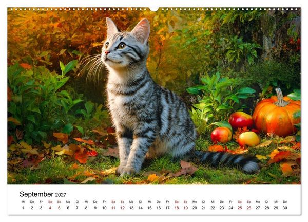 Produktbild: Schnurren & Streifen - Zw&ouml;lf Monate mit Tigerkatzen (Wandkalender 2027 DIN A2 quer), CALVENDO Monatskalender