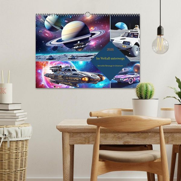 Produktbild: Im Weltall unterwegs - Verr&uuml;ckte Fahrzeuge im Universum (Wandkalender 2026 DIN A3 quer), CALVENDO Monatskalender
