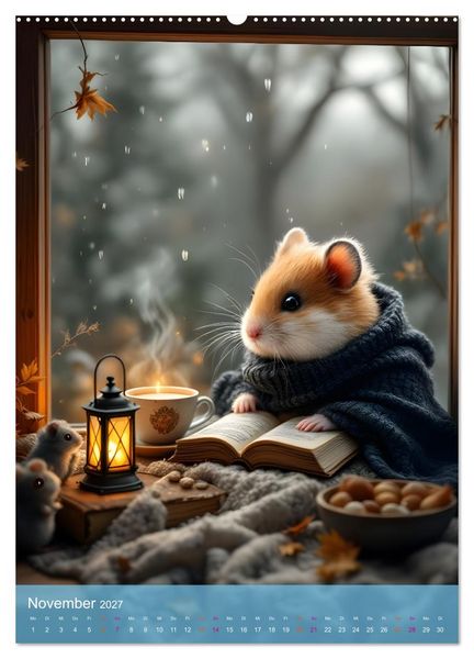 Produktbild: Einfach gl&uuml;cklich. Mit Hamsterfreunden durchs Jahr (Wandkalender 2027 DIN A2 hoch), CALVENDO Monatskalender