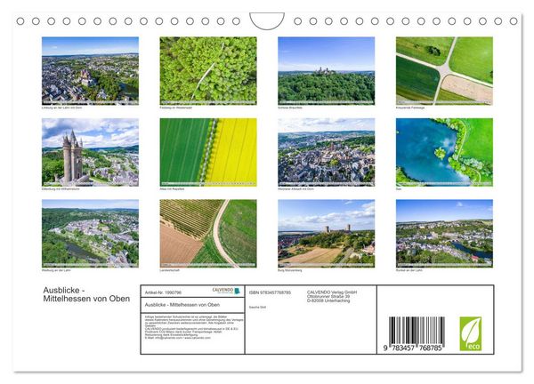 Produktbild: Ausblicke - Mittelhessen von Oben (Wandkalender 2026 DIN A4 quer), CALVENDO Monatskalender